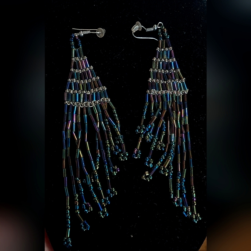 Elegant Multicolor Peacock  Beaded Dangle Earrings‎